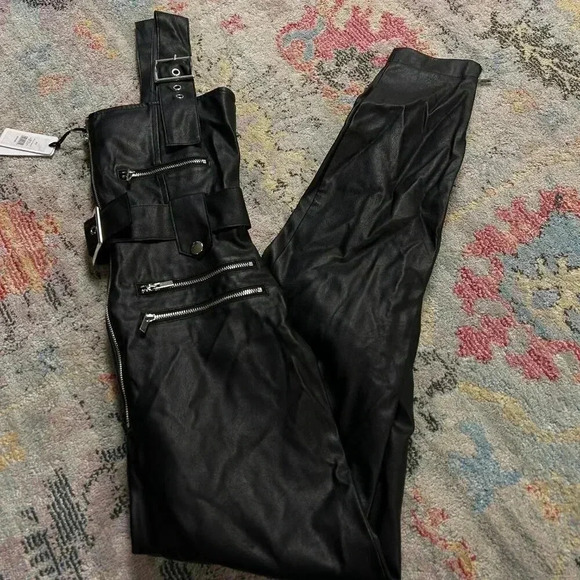 NWT WeWoreWhat Vegan Leather Moto Overalls - Picture 8 of 8